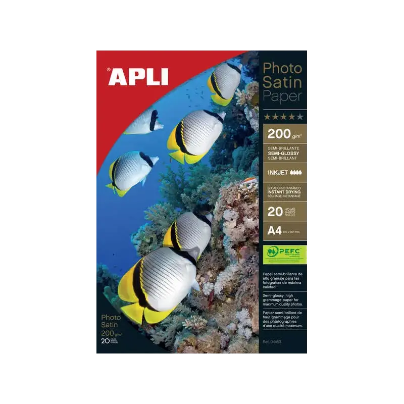 Apli Papel Fotografico Photosatin A4 200g 20 Hojas | Ahorro Imprimiendo