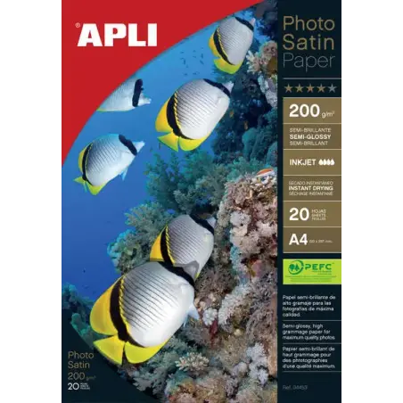 Apli Papel Fotografico Photosatin A4 200g 20 Hojas | Ahorro Imprimiendo