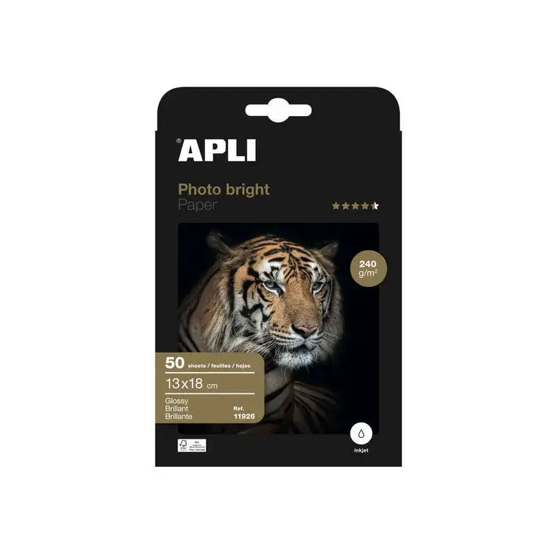 Apli Papel Fotografico Photobright 13 x 18 cm 240g 50 Hojas | Ahorro Imprimiendo