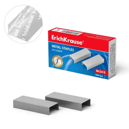 Erichkrause Caja de 1000 Grapas 24/6 Galvanizadas - Alambre de Acero - Alta Calidad - Resistente a la Corrosion | Ahorro Imprimi
