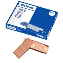 Petrus Caja de 1000 Grapas 26/6 Cobreadas - Hasta 30 Hojas - Patilla de 6mm | Ahorro Imprimiendo