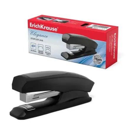 Erichkrause Elegance Half-Strip Grapadora de Sobremesa - Grapa hasta 30 Hojas - Grapado Abierto y Cerrado - Admite Grapas 24/6 y