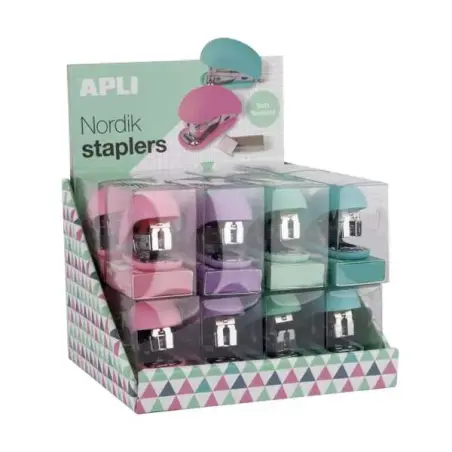 Apli Nordik Collection Grapadora Pequeña - Grapas Nº22/6-24/6 - Cada Grapadora Incluye 1.000 Grapas - Colores Surtidos | Ahorro