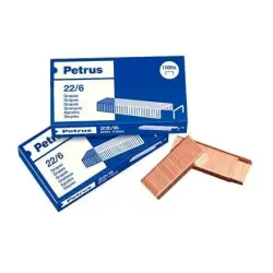 Petrus Pack de 4 Cajas de 1000 Grapas 22/6 Cobreadas - Hasta 30 Hojas - Patilla de 6mm | Ahorro Imprimiendo