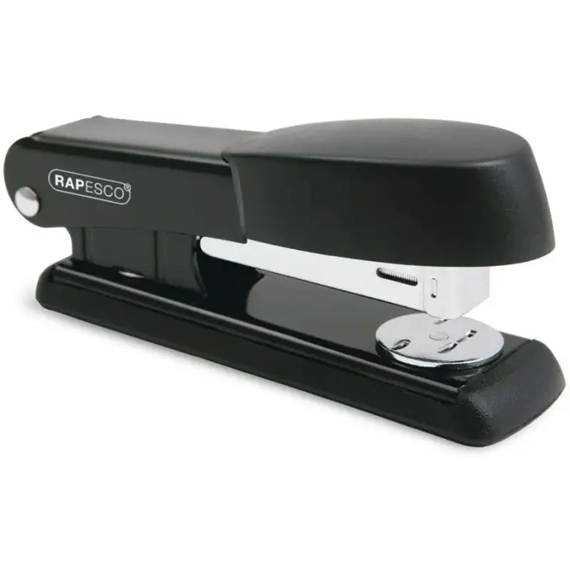 Rapesco Bowfin Grapadora Metalica de Sobremesa - Hasta 25 Hojas - Grapas 26/6, 24/6 - Grapado Cerrado y Abierto - Color Negro |