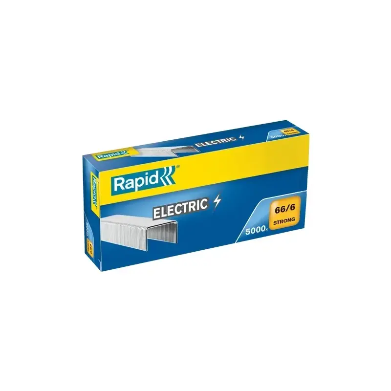 Rapid Strong Caja de 5000 Grapas 66/6 Electric - Para Grapar hasta 20 Hojas - Alambre Reforzado Galvanizado - Patilla de 6mm | A