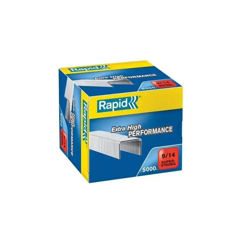 Rapid Super Strong Caja de 5000 Grapas 9/14 - De 80 a 110 Hojas - Alambre Galvanizado Superreforzado - Patilla de 14mm | Ahorro