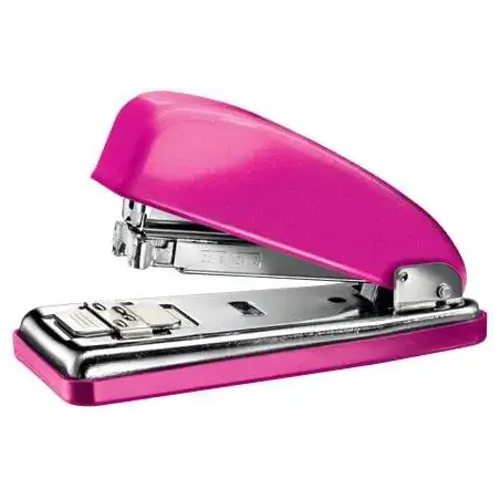 Petrus 226 WOW Grapadora Metalica + Caja de 200 Grapas - Hasta 30 Hojas - Grapado Cerrado, Abierto y Clavado - Color Fucsia Meta
