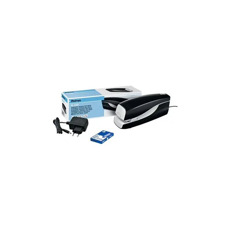 Petrus E-120 Contactless Grapadora Electrica - Hasta 20 Hojas - Grapado Plano - Utiliza Grapas 22/6-24/6-26/6 - Color Negro | Ah