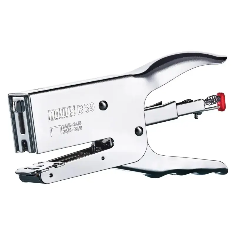 Novus B 39 Grapadora Metalica de Tenaza - Hasta 50 Hojas - Grapado Cerrado y Abierto - Color Cromado | Ahorro Imprimiendo