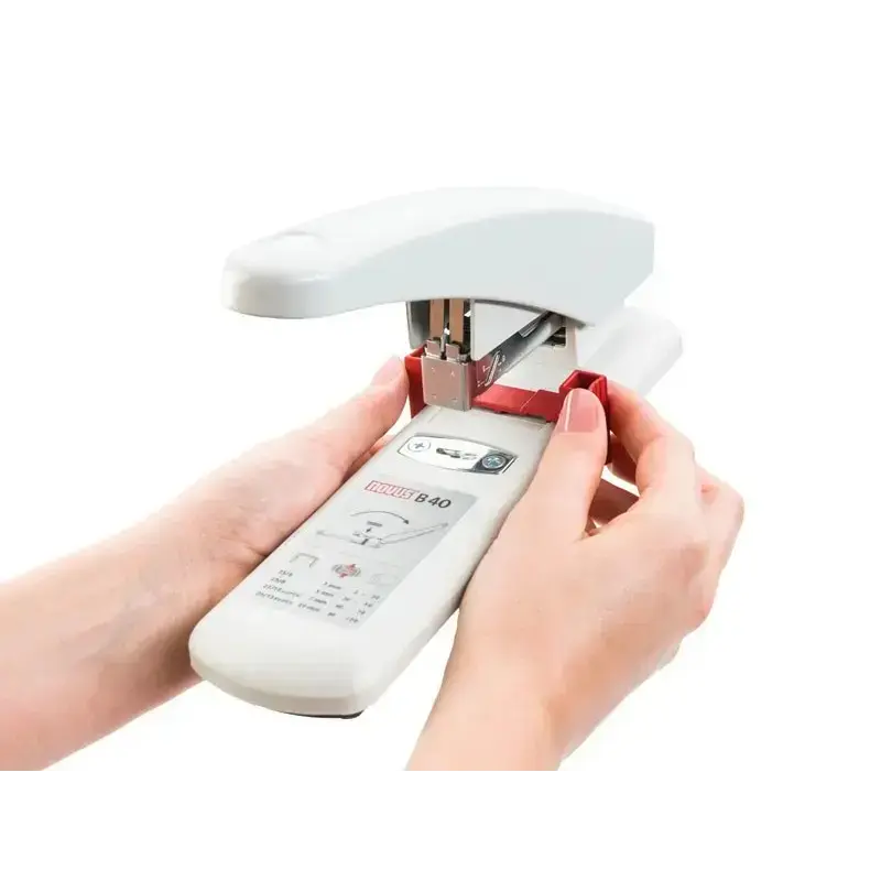 Novus B 40 Grapadora de Gruesos - Hasta 100 Hojas - Grapado Cerrado con Sistema Bypass - Sistema Antibloqueo - Color Blanco | Ah