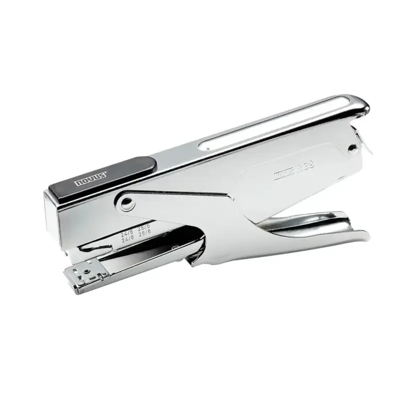 Novus B 38 Grapadora de Tenaza - Hasta 40 Hojas - Para Grapas 24/6-24/8 y 26/6-26/8 - Grapado Temporal y Permanente - Color Crom