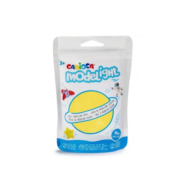 Carioca Modelight Pack de Pasta de Moldear Super Ligera - Elastica y Maleable - Se Seca al Aire - No Ensucia las Manos - Colores