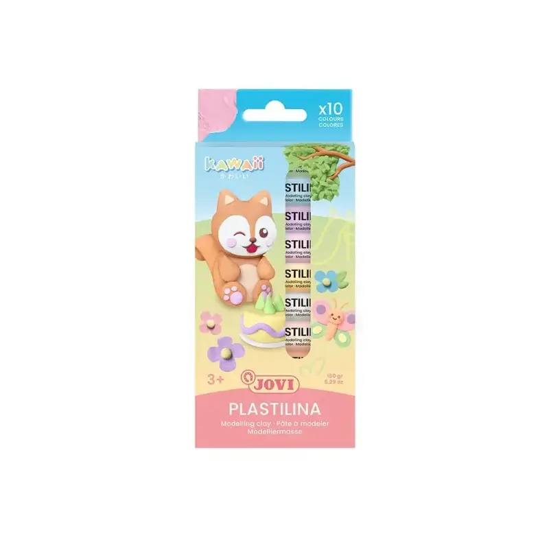 Jovi Kawaii Pack con 10 Barras de Plastilina 15gr - Muy Moldeable - No se Seca - Colores Surtidos | Ahorro Imprimiendo