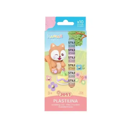 Jovi Kawaii Pack con 10 Barras de Plastilina 15gr - Muy Moldeable - No se Seca - Colores Surtidos | Ahorro Imprimiendo
