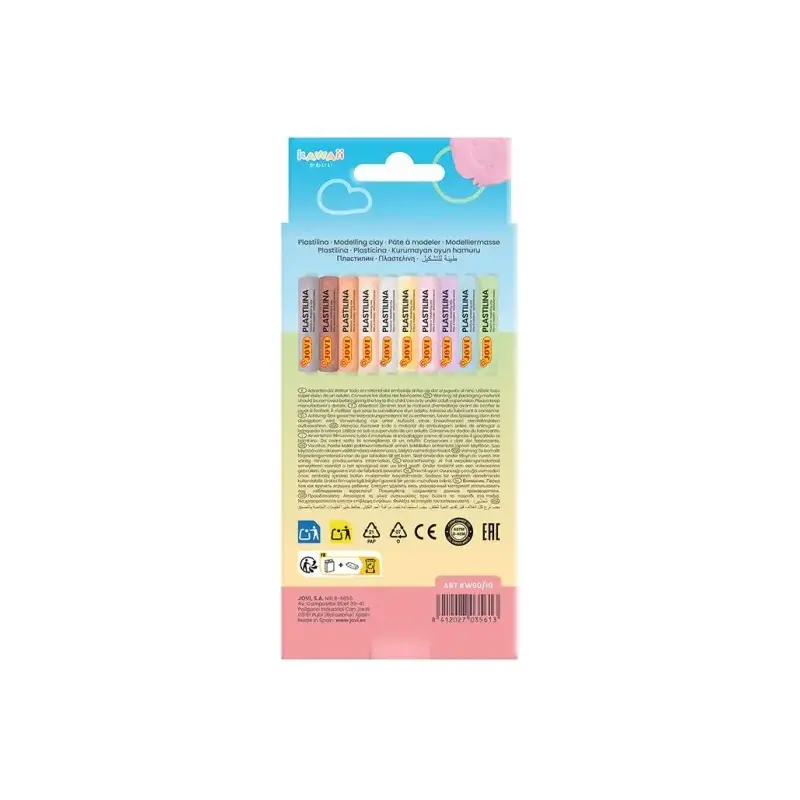 Jovi Kawaii Pack con 10 Barras de Plastilina 15gr - Muy Moldeable - No se Seca - Colores Surtidos | Ahorro Imprimiendo