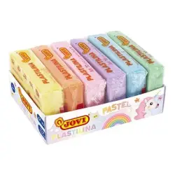 Jovi Pack de 6 Pastillas de Plastilina 50gr - 100% Vegetal - Muy Moldeable - No Se Seca - Colores Mezclables - Colores Pastel Su