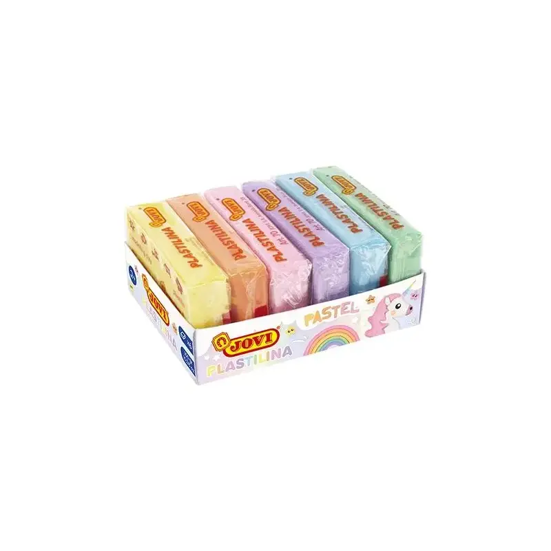 Jovi Pack de 6 Pastillas de Plastilina 50gr - 100% Vegetal - Muy Moldeable - No Se Seca - Colores Mezclables - Colores Pastel Su