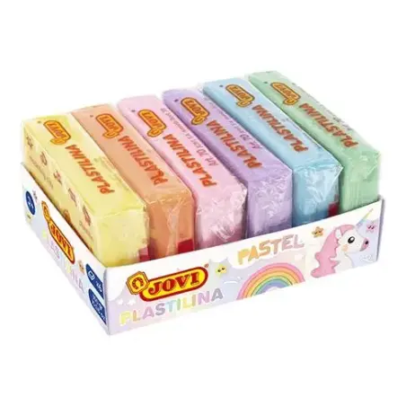 Jovi Pack de 6 Pastillas de Plastilina 50gr - 100% Vegetal - Muy Moldeable - No Se Seca - Colores Mezclables - Colores Pastel Su