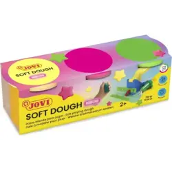 Jovi Soft Dough Blandiver Pack de 3 Botes 110gr - Blanda y Flexible - Facil de Amasar y Moldear - Ideal para Iniciacion al Model