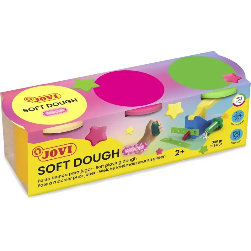 Jovi Soft Dough Blandiver Pack de 3 Botes 110gr - Blanda y Flexible - Facil de Amasar y Moldear - Ideal para Iniciacion al Model