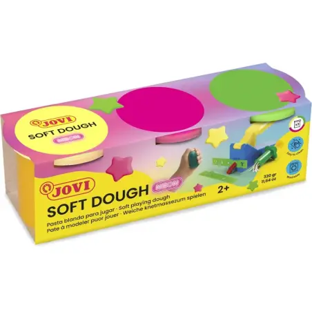Jovi Soft Dough Blandiver Pack de 3 Botes 110gr - Blanda y Flexible - Facil de Amasar y Moldear - Ideal para Iniciacion al Model