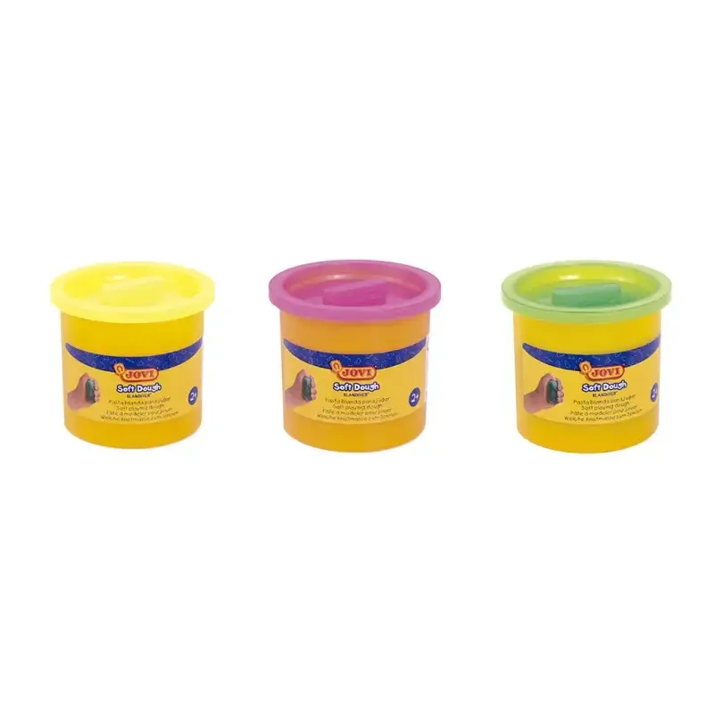 Jovi Soft Dough Blandiver Pack de 3 Botes 110gr - Blanda y Flexible - Facil de Amasar y Moldear - Ideal para Iniciacion al Model