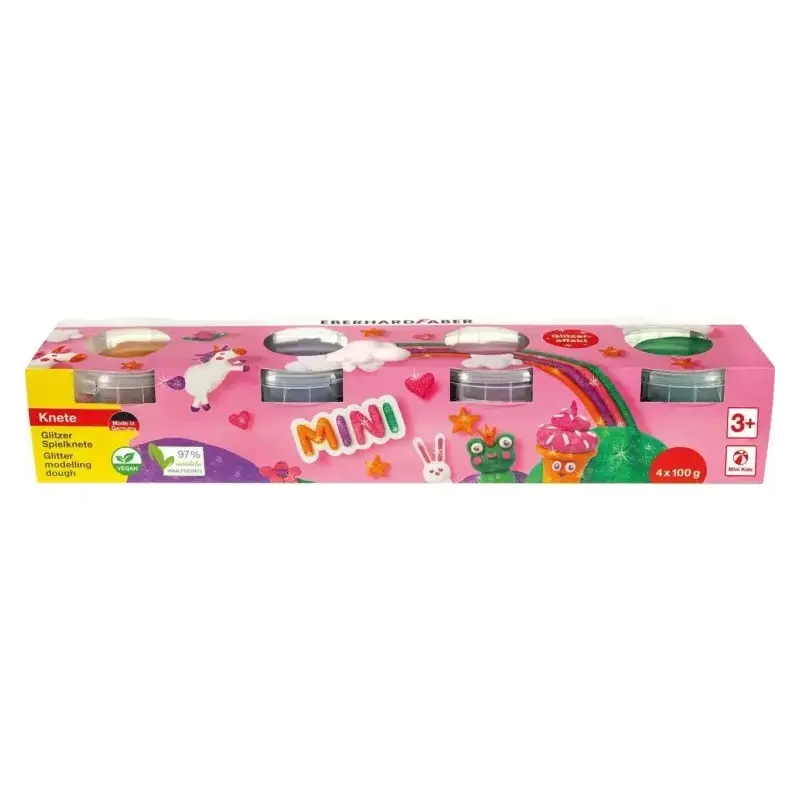 Eberhard Faber Mini Kids Pack con 4 Botes 100gr de Pasta de Modelar - 97% Ingredientes Naturales - Colores Brillantes Naranja, M