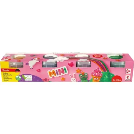 Eberhard Faber Mini Kids Pack con 4 Botes 100gr de Pasta de Modelar - 97% Ingredientes Naturales - Colores Brillantes Naranja, M