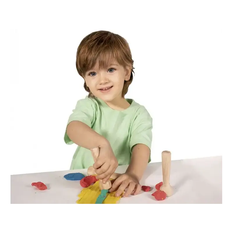 Jovi My First Plastilina Kit de Modelaje con 4 Pastillas de Plastilina 38gr + 3 Estampadores de Madera - Super Blanda - Estimula