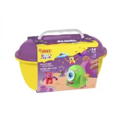 Jovi Play & Fun Cofre Aliens con 24 Barras de Plastilina 15gr + Modeladores + Recortables - Sin Gluten - Base Vegetal - No se Se