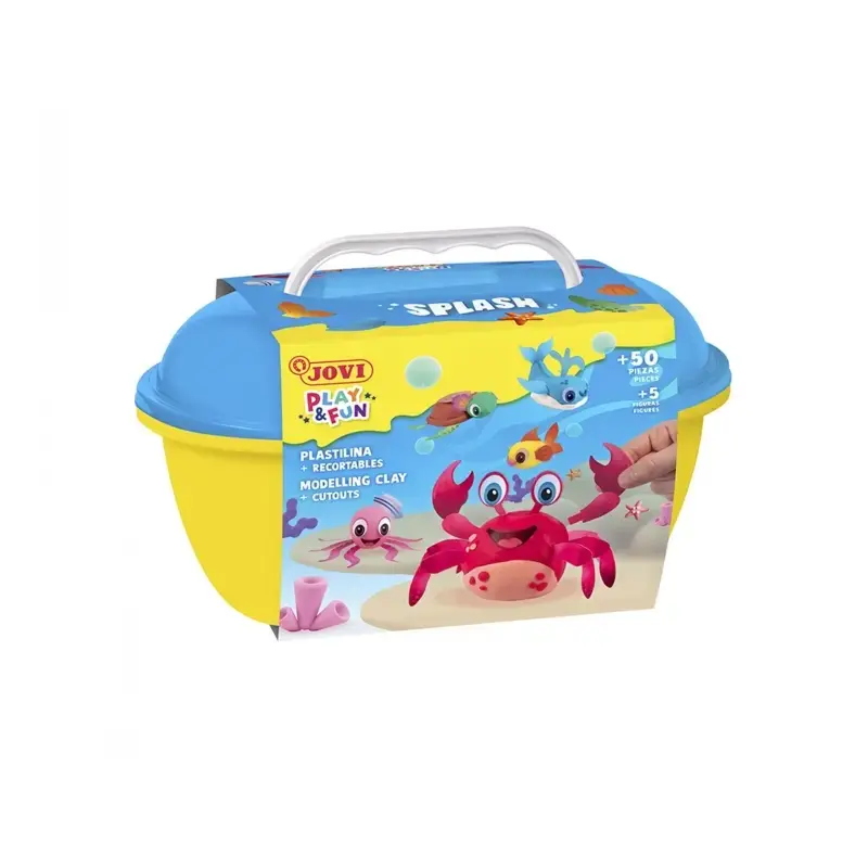 Jovi Play & Fun Cofre Splash con 24 Barras de Plastilina 15gr + Modeladores + Recortables - Sin Gluten - Base Vegetal - No se Se