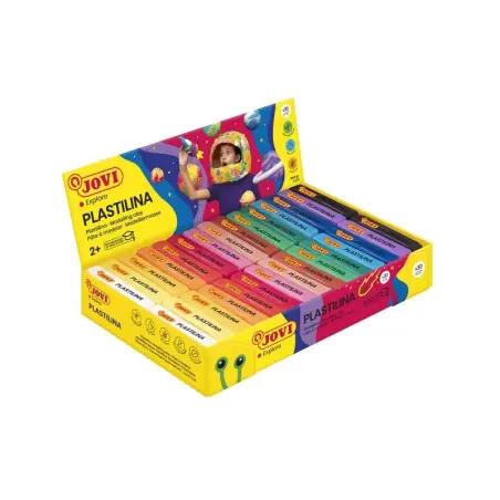 Jovi Expositor de 30 Pastillas de Plastilina 50gr - 100% Vegetal - Muy Moldeable - No Se Seca - Colores Mezclables - Colores Sur