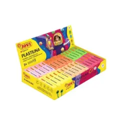 Jovi Expositor de 30 Pastillas de Plastilina 50gr - Colores Neon - 100% Vegetal - Muy Moldeable - No Se Seca - Mezclables - Colo