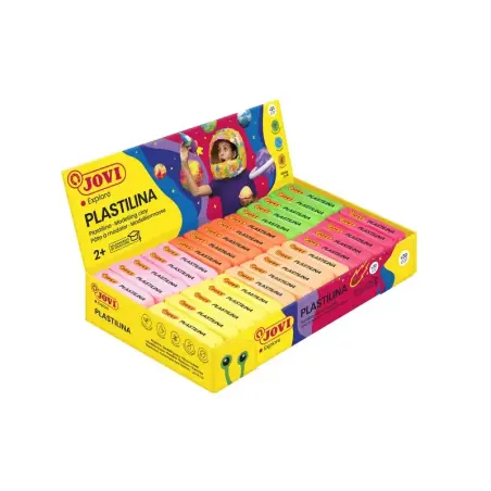 Jovi Expositor de 30 Pastillas de Plastilina 50gr - Colores Neon - 100% Vegetal - Muy Moldeable - No Se Seca - Mezclables - Colo