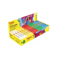 Jovi Expositor de 15 Pastillas de Plastilina 150gr - Colores Basicos - 100% Vegetal - Muy Moldeable - No Se Seca - Colores Mezcl