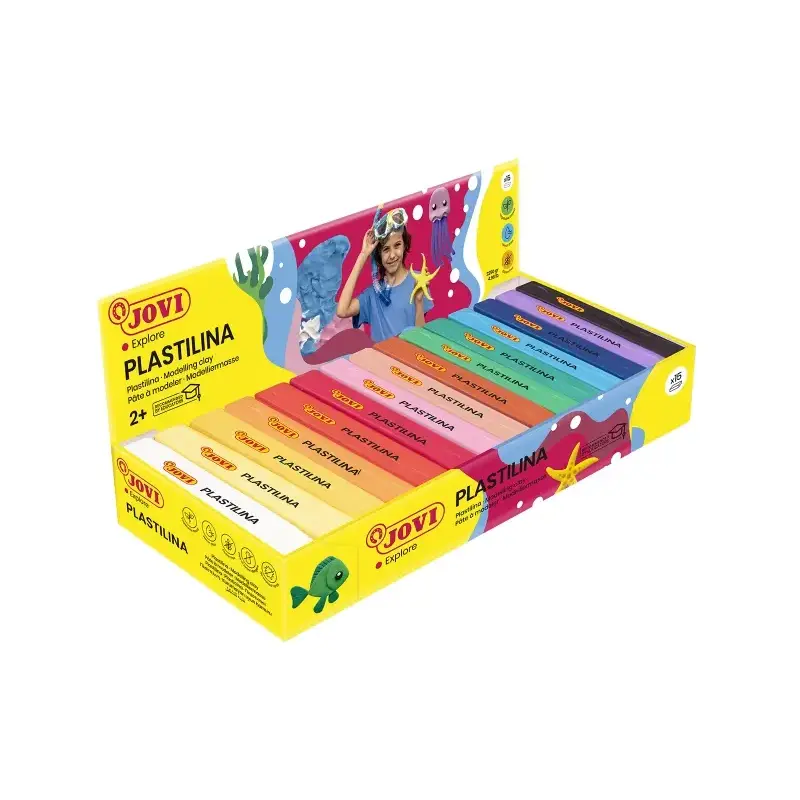 Jovi Expositor de 15 Pastillas de Plastilina 150gr - Muy Moldeable - No Se Seca - Sin Gluten - Colores Surtidos | Ahorro Imprimi