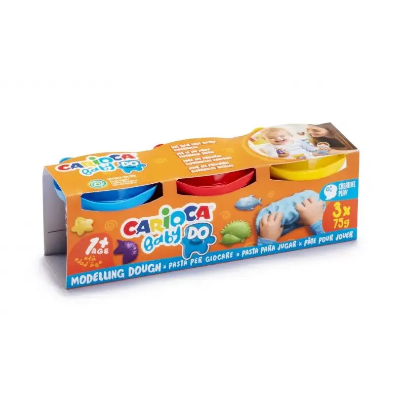 Carioca Baby Do Pack de 3 Pastas de Modelar - Super Ligera - Elastica - Maleable - Ideal para Primeras Experiencias Tactiles - S
