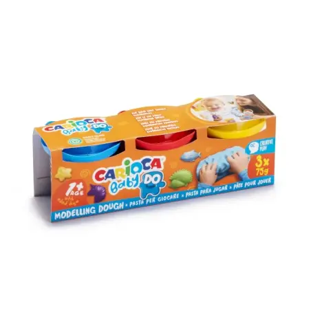 Carioca Baby Do Pack de 3 Pastas de Modelar - Super Ligera - Elastica - Maleable - Ideal para Primeras Experiencias Tactiles - S