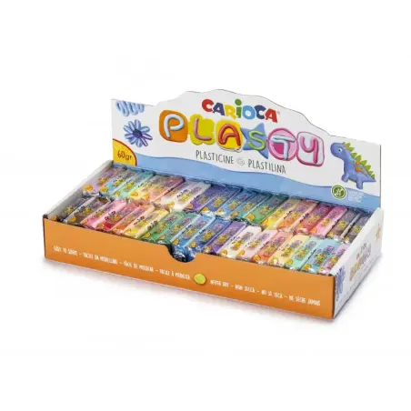 Carioca Expositor de 36 Plastilinas - Facil de Usar - No Se Seca - Reutilizable - Colores Brillantes y Mezclables - Libre de Glu