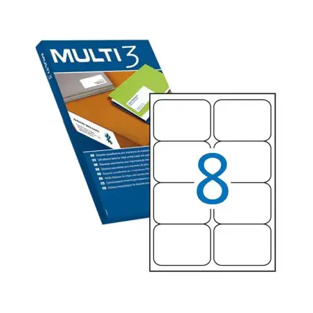 Multi3 Pack de 800 Etiquetas Blancas Cantos Romos Tamaño 99.1X67.7mm con Adhesivo Permanente para Multiples Usos | Ahorro Imprim