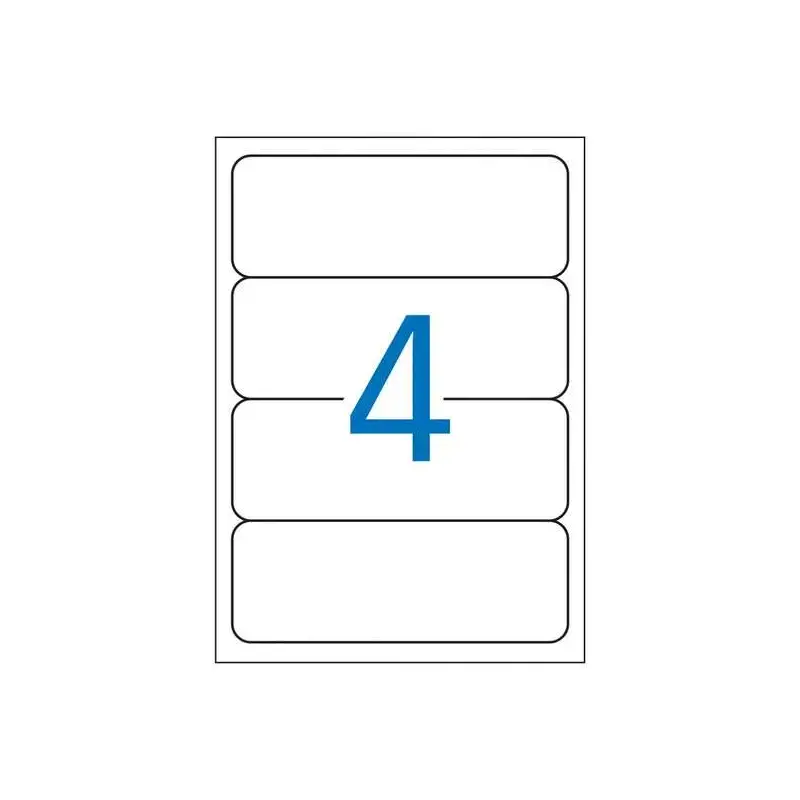 Apli Pack de 100 Etiquetas Rectangulares para Archivo 190x61mm - 25 Hojas por 4 Etiquetas - Adhesivo Permanente - Cantos Romos -