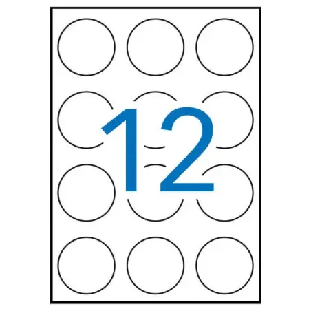 Apli Pack de 1.200 Etiquetas Redondas Ø 60mm - 100 Hojas por 12 Etiquetas - Adhesivo Permanente - Color Blanco | Ahorro Imprimie