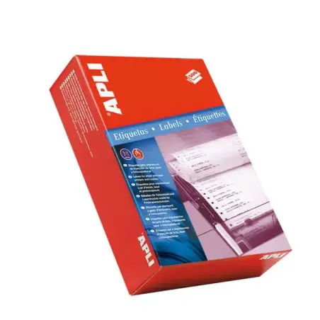 Apli Caja de 3.000 Etiquetas en Continuo 101.6 x 48.7mm - 500 Pliegues, 6 Etiquetas por Pliegue - Cantos Romos - Color Blanco |