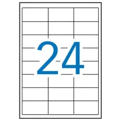 Apli Pack de 12.000 Etiquetas Rectangulares 64.6x33.8mm - 500 Hojas por 24 Etiquetas - Adhesivo Permanente - Cantos Rectos - Col