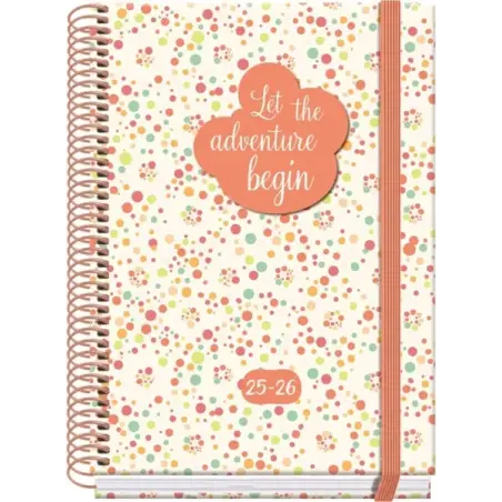 Dohe Bubbles Agenda Escolar 25/26 Espiral A5 - Semana Vista - Papel 70g/m2 - 4 Hojas de Pegatinas - Cubierta de Carton Plastific