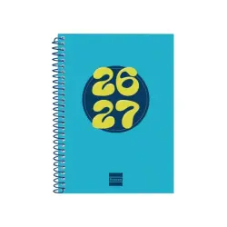 Finocam Cool Agenda Escolar 26/27 - Semana Vista Horizontal - Formato 8º - 120x164mm - Tapas de Carton Forrado - Papel de 80g/m2