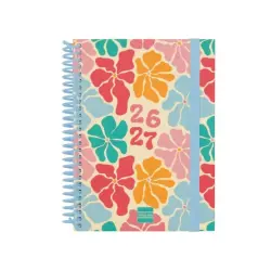 Finocam Diva Agenda Escolar 26/27 - Semana Vista Horizontal - Formato 8º - 120x164mm - Tapas de Carton Forrado - Papel de 80g/m2