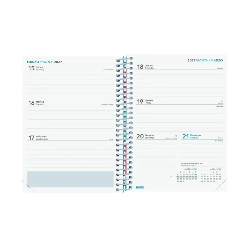 Finocam Diva Agenda Escolar 26/27 - Semana Vista Horizontal - Formato 8º - 120x164mm - Tapas de Carton Forrado - Papel de 80g/m2