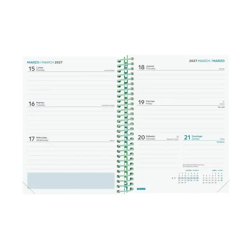 Finocam Diva Agenda Escolar 26/27 - Semana Vista Horizontal - Formato 8º - 120x164mm - Tapas de Carton Forrado - Papel de 80g/m2